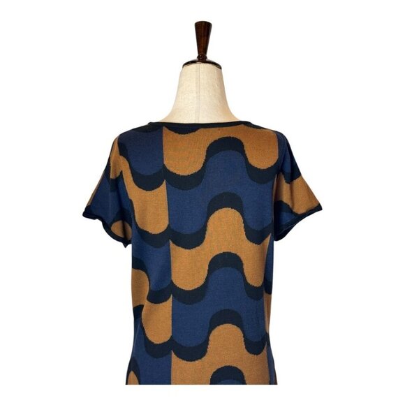 Boden Dress Women 10 Blue Tan Knit Groovy Mod Tunic Abigail Sweater‎ Dress - Picture 5 of 8